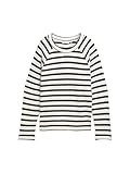 TOM TAILOR Denim Damen 1045422 Longsleeve T-Shirt, 37174-White Navy Stripe, M