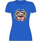 Kompatibel mit Oktoberfest Damen Trachtenshirt - Schee aufbrezeld Lebkuchenherz - M - Royalblau - Tshirt weiß - L191 - Tailliertes Tshirt für Damen und Frauen T-S