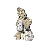 AZHD22K Feng Shui Skulptur Schlafende Buddha-Statue im südostasiatischen Stil, handgeschnitzte Skulptur, Wohnzimmer, Büro, Dekoration, Outdoor, Garten, Hof, Kunstdekoration Buddha Dek
