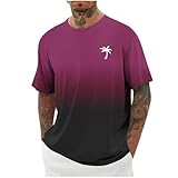 KOG T-Shirts für Herren Sommer Shirt Kurzarm Kleidung Grafik Drucken Arbeitsshirt Loose Fit Baumwolle Bekleidung Prime Junge Tshirt Retro Shirts Bequemes Tee Outlet Angebote Wassermelonenrot 3XL