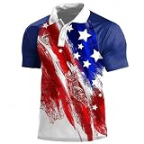 Poloshirt Herren Leichte Mode Persönlichkeit Kurzarm Klassisch Komfortabel Atmungsaktiv Sportshirt 3D Digitales Drucken Trend Casual T-Shirt AA-08 M