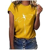 MeiLyviba T-Shirt Damen Sommer Kurzarm Mode Hemd Bluse O-Ausschnitt Motiv Sommershirt Oberteil Tops Pullover Casual Rundhals Damenbluse Kurzen Ä