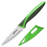 Zyliss Schälmesser mit Etuiabdeckung, 8,9 cm Edelstahlklinge, Grü