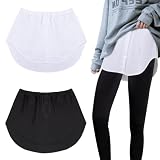MELLIEX 2 Stück Blusenrock Hemdverlängerung Damen Mini Unterrock Shirt Extender Fake Bluse Minirock Saum Röckchen mit Knöpfen - M