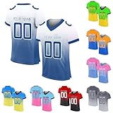 Generisch Personalisierte Fußball Trikot für Herren Farbverlauf Fußball T-Shirt Maßgeschneiderte Fußballtrikot für Jugend Personalisierte mit Name Nummer Trikot Uniformen L