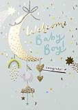 Paperlink Glückwunschkarte für Neugeborene, Mondsichel, mit goldfarbener Folie, umweltfreundlich und recycelbar, hergestellt in Eng