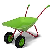 TMZ Doppelrad Schubkarre Kinder Metall Kinderschubkarre mit Komfortable Griffe für Garten-Rot/Grü