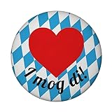 I mog di Magnet rund mit Flaschenöffner mit bayerischer Flagge und Herz EIN farbenfroher Blickfang für den Kühlschrank Lieblingsmensch Liebe Herz Bayernflagge bayrisch Kü