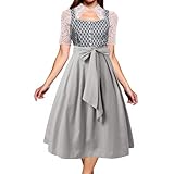 ZDSUHYIW Dirndl Damen Kurz Elegant Dirndlkleid 2 Teilig Dirndlschürzen Trachten Kleid Dirndel Trachtenmode Dirndelkleider Oktoberfest Damen Outfit Trachtenkleid Midi Mit Dirndlschü