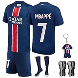 Czzovos Saison 24/25 Fußballtrikot für Kinder, Nr.7 Fußball Trikot Herren Fussball, Fußballtrikot Set Kinder T-Shirt und Shorts Jersey Fußballtrikot mit Socken für Kinder und Knieschützer im S