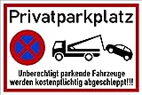 Prolac 'Privat Parkplatz Unberechtigt parkende Fahrzeuge werden kostenpflichtig abgeschleppt' Schilder – Warnschilder – Selbstklebend & Robust – Wetterfest, UV-beständig & Kratzfest – 35x0,5