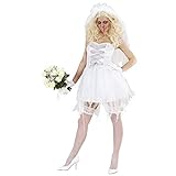 Widmann - Kostüm Zombie Braut, Kleid, Kopfbedeckung mit Schleider und Handschuhe, Halloween, Karneval, Mottoparty