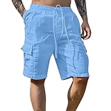 Generisch Trainingshose Herren Kurz, Sport Short, Atmungsaktive Für Männer, Komfortable Kurze Hose Mit Kordelzug Handball Trikot Deutschland Fitness Shorts Schortzherren Sport Short (S, Hellblau)