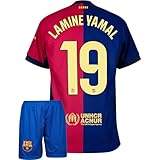 Lamine Yamal Barcelona #19 Trikot Kinder Fußballtrikot, Heim 2024 Full Set, Trikot fur Kinder, Sporttrikot, Fußball-Trainingstrikots, Kinder Kommen Sie mit Sets Fußball (176-Yamal)