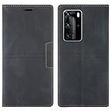 OKZone Kompatibel mit Huawei P40 Pro Hülle, Handyhülle Wallet PU Leder Kartenfach Magnet Klappbar Schutzhülle Huawei P40 Pro Handy Hüllen Flip Handytasche Case Cover Stoßfest Klapphülle (Schwarz)