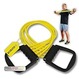 Deuser Expander Original mit Griffen, Gelb 10-50 kg, Seit über 50 Jahren gefertigt in Solingen, Deutschland, Aus Naturlatex, Für Krafttraining/Fitness/Sport/Klimmzug/Yog
