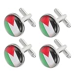 Homoyoyo 4 Stück Palästinensische Manschettenknöpfe Binden Männer Mann Stolz Zucht Flaggen Stift Nieten Für Smokinghemden Flagge Krawatte Perlen Patriotisch Anzugknopf Schmuck Zinklegierung