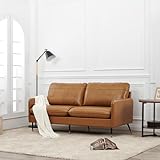 Z-hom Sofa Modell 002 aus genarbtem Leder, gepolstertes 2-Sitzer-/ 3-Sitzer-Sofa, Moderne Couch, luxuriöser Klassiker für Wohnzimmer, Schlafzimmer, Apartment, Büro (85 x 170 x 78cm, Hellbraun)