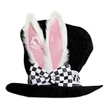 Zylinder Hase Kostüm Verrückter Hutmacher Samt Kostüm Weißer Kaninchen Hut Osterohren Erwachsene Plüsch Hut mit Hase verrückter Hutmacher für F