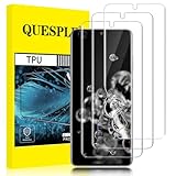 QUESPLE [3 Stück] TPU Schutzfolie für Samsung Galaxy S20 Ultra Folie, Anti-Kratzen, HD Klar Blasenfreie Weich Samsung S20 Ultra Display Schutz, Fingerabdruck-ID Unterstü