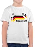 Kinder T-Shirt Jungen - 2026 Fussball WM Fanartikel - Deutschland Trikot mit Name und Nummer Germany - 164 (14/15 Jahre) - Weiß - deutschlandtrikot fußball em 2024 t Shirt fußball. German T