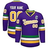Personalisiertes Eishockey Trikot,Hockey Kostüm Erwachsene Locker Atmungsaktiv Hockey Trikots Individuell Bedruckt Namen Nummer Logo & Teamname,Sporttrikot für Familien Matching(#D Purple)