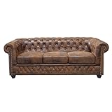 Invicta Interior Edles Chesterfield Sofa 3-Sitzer im Antik Couch Polstersofa braun 3er Couchg