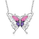 Schmetterling Kette 925 Sterling Silber Schmetterling Halskette Rosa Schmetterling Schmuck Weihnachten Geschenk für Damen M