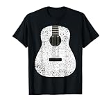 Akustikgitarre in Weiß mit Splatter Effekt, Musik Geschenk T-S