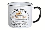 Gilde - 46927 - Kaffeebecher, Ohne Hund ist alles doof!, Keramik, Emailledesign, 9,5cm x 8,5cm, 390