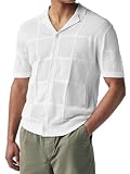 Strickwaren Herren Leichte Weich Atmungsaktiv Gestrickter Tops Casual Mode T-Shirt Temperament Vintage Trend Kurzarm K-White XXL