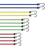 PRETEX Spanngummi mit Haken 12er-Set in 4 Längen - hochbelastbare mehrfarbige Gepäckspanner - Expander mit Haken - Spanngurte mit Haken Set - Ladungssicherung für unterschiedliche Gepäck