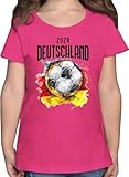 T-Shirt Mädchen - Fußball EM WM - Deutschland 2025 Germany - 104 (3/4 Jahre) - Fuchsia - Fussball Shirt Europameisterschaft Trikot fu Ball Deutschland. Tshirt 2024 Kinder em- Fanartikel Log