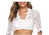 Lalia Bluse Dirndlbluse, 44/46 XL Kann auch ohne Dirndl getragen Werden weiß Spitze Lange Ärmel modern, tolles Geschenk, Kurze Bluse, extravagant, Tracht, Trachtenbluse (44/46, weiß)