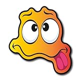 Emoji Zunge strecken Aufkleber Gesicht Sticker frech Verkehr vorlaut laminiert Emoji Gesicht | Größe 6,5x6cm ('S')