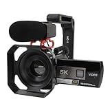 5K HD Videokamera Camcorder, 18 facher Zoom, 56 MP Nachtsicht Vlogging Kamera mit Mikrofon, Tragbare 3 Zoll Touchscreen Selfie Kamera mit Handhalterung für R