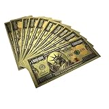 10 Stück Gold One Million Dollar Bills, farbige Goldfolie Bill für Lesezeichen Bill Note für Fülle und W