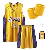 Pardofelis Basketball Trikot Shirt und Shorts, Basketball Jersey Atmungsaktives Trainingskleidung, Basketball Ärmellose Anzug mit 2 Schweißband, Basketball Trikot für Herren (5XL, Gelb-24)