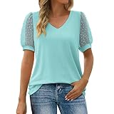 HOOUDO Tshirt Damen Angebot Elegantes Tshirt Damen Halbarm Cardigan Weiss Damen Pullunder Mit Bluse Damen Blusen Mit V Ausschnitt Tshirt Gerippt Damen Damen Oberteile Schick Meine Bestellungen S