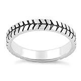 925 Sterling Silver Tire Band Stacking Women Engagement Ring (Sterling Silver, 7.5)