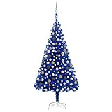 ARKEM Künstlicher Weihnachtsbaum Beleuchtung & Kugeln Blau 240 cm KüNstlicher Weihnachtsb