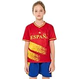 Kinder-Fußballtrikot für Jungen und Mädchen, Jugend-Trainingstrikots für Sport-Fan-Trikots für Kinder, rot, blau, 10 J