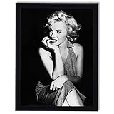 postergaleria Bild im Rahmen | Plakat | Modern | Wand | Künstlerisch | Verschiedene Themen 30 x 40 cm| (schwarz und weiß Marilyn Monroe)