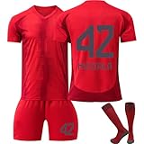 Generisch New 24 25 Bayern Red Home Fußball Jerseys Anzug Trikot Kinder Kids Mens 24/25 Soccer Sport Outfit Trainning Trikot Fussball Jungen T Shirt Shorts Socks Outdoor Football Jersey S