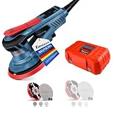 FANZWORK Bürstenloser Exzenterschleifer HG0024,mit 125mm/150mm Schleifteller,5mm Schleifhub, 7-Stufiger Drehzahlregelung bis 10.000 U/min, TELLER-BREMSE, 18x Schleifgitter, Tragk