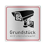OLRWSLG Videoüberwachung Schild Aluminium Video Warnschilder Hinweisschild Videoüberwacht Schilder Warnschild Hinweis Datenschutz Schilder-20 * 20cm, 0.8mm stark