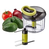 Tefal K13204 Ingenio 5-Sekunden-Zerkleinerer ohne Strom, Fassungsvermögen: 900ml, Multizerkleinerer, Universalzerkleinerer für Gemüse, Obst, Nüsse, Knoblauch, Babynahrung, Schwarz/Grün/Transp