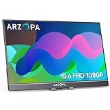 ARZOPA Portable Monitor, 15.6 Zoll Tragbarer Monitor, 1920x1080 Full HD, 100% SRGB IPS Externer Mobiler Bildschirm mit HDMI/Typ-C/USB-C, für Laptop/PC/Mac/PS4/PS5/Xbox/Telefon (1080P)