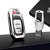 Schlüsselhülle Cover Kompatibel mit Audi, Autoschlüssel Hülle Geeignet für A3 A4 A5 A6 A7 A8 Q5 Q8 TT - Zinc ​Alloy Seat 3-Tasten Schlüsselbox (Silber)