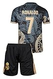 Amdrabola Madrid No 7 Dunkelblau Drachen Fußball Kinder Trikot,Spezieller Entwurf, Fussball, Limitierte Auflage, Beschränkte Auflage, Kommen Sie mit Shorts (128,Dunkelblau)
